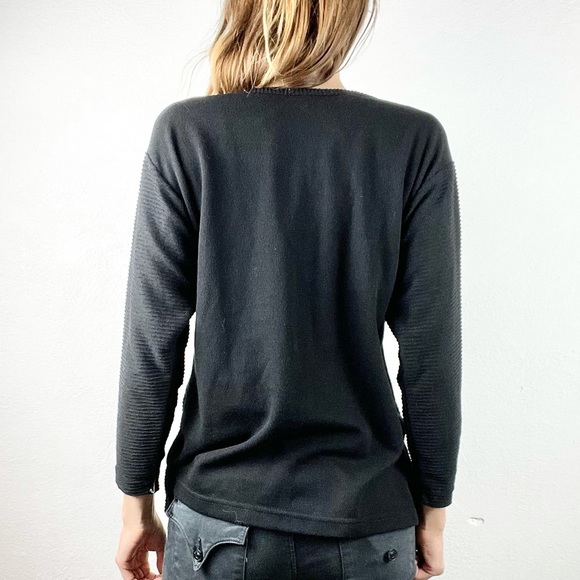 CASUAL AGENDA | VINTAGE 90s 🖤 Ribbed Thin 3/4 Sleeves Sweater Top - Picture 4 of 11